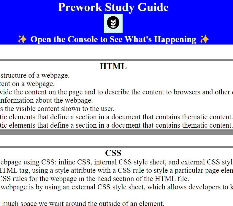 Pre-Work Study Guide